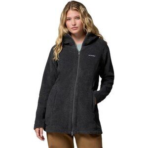 Womens Long Fleece Hoodie Jacket Warm Full Zip Hooded Coat Winter Outerwear